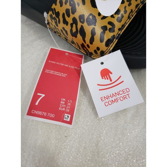 NEW Nike Victori One Womens Cheetah Animal Print Slide Sandal Size 7 Brown Black - Picture 9 of 10